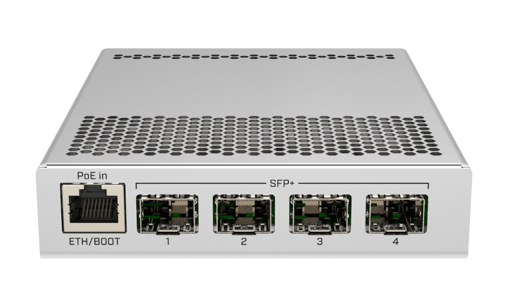 CRS305-1G-4S+IN-Mikrotik CRS305-1G-4S+IN 10G Switch, 4× SFP+ Port, Fanless Metal Kasa